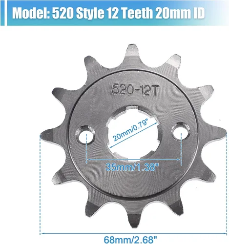 Vista 3 de X AUTOHAUX 1 Unidades 520 Estilo 12 Dientes 0.787 in ID Motocicleta Delantero Motor Piñón Motocicleta Dirt Pit Bike Mini Bike ATV