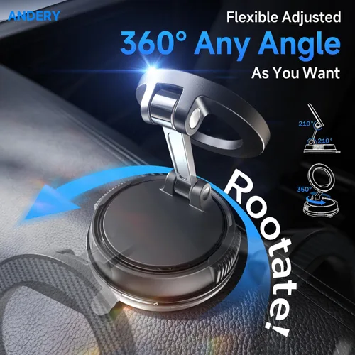 Vista 4 de ANDERY Soporte para teléfono de coche para Magsafe [78+LBS de succión más fuerte y 2400gf magnético] Montura de teléfono de coche ajustable en 360°