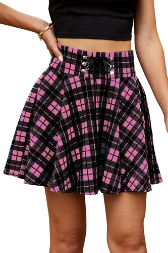 Vista 3 de BRUBOBO - Falda corta a cuadros, de estilo gótico o de colegiala, ideal para disfraz o cosplay para mujer