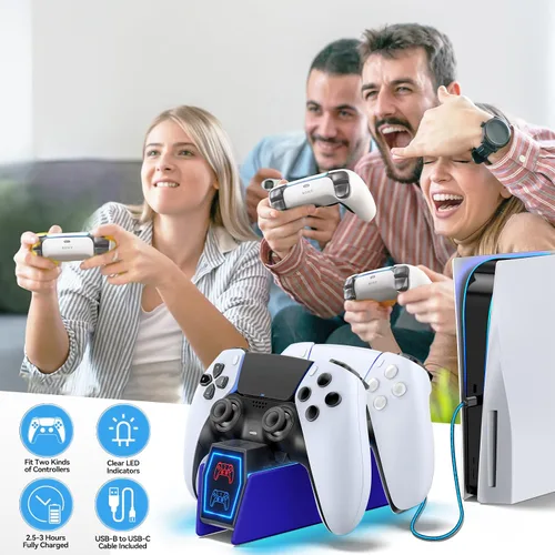 Vista 8 de Controller Charger Station Compatible with Play 5 Faceplates Edge & Dual Controller, 9 Lightings P 5 Accessories Charging Station, P 5 Dock Stand