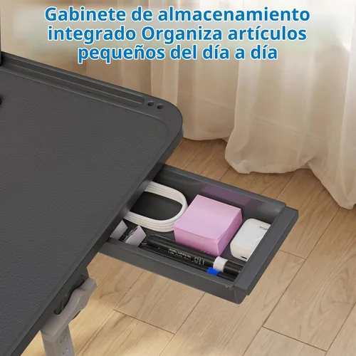 Vista 6 de Potuopy Escritorio ajustable para computadora portátil, bandeja de mesa de Negro