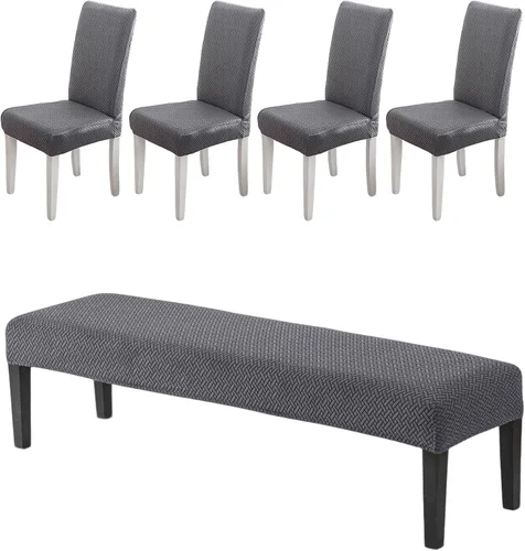 Vista 36 de CRFATOP 4 Piezas de Fundas Elásticas para Silla de Comedor con Funda para Banco Fundas Impresas para Silla de Comedor Fundas para Cojín de Asiento