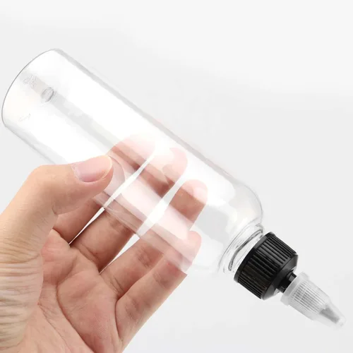 Vista 6 de JAPCHET 60 botellas vacías de plástico de 4 onzas, botellas de plástico de 4.1 fl oz con tapa superior giratoria, botellas transparentes