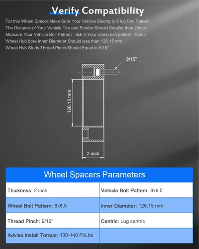 Vista 3 de ECCPP Espaciadores de rueda de 8 x 6.5 a 8 x 6.5 pulgadas, 8 lengüetas para Dodge Ram 3500 1994-2010 para Ford E-350 Econoline 1978-2000 con pernos