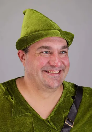 Vista 3 de Disfraz de Peter Pan para adultos de talla grande con sombrero, camisa, medias, cinturónarnés y puños de muñeca