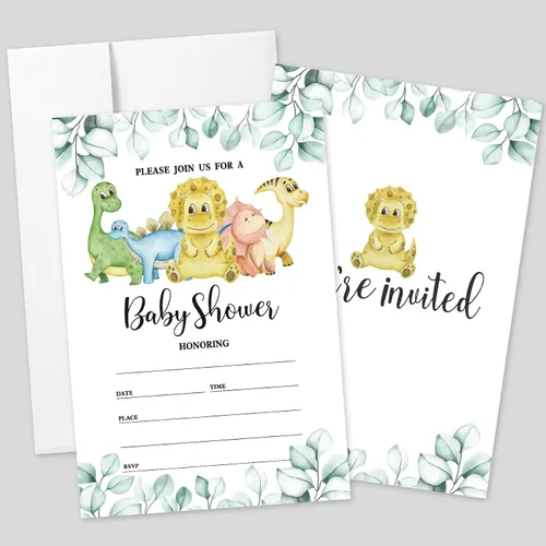 Vista 18 de AEHIE 20 juegos de invitaciones de bautizo con forma de fiesta de bautizo para baby shower, con sobres, tarjetas de invitaciones con cruz dorada