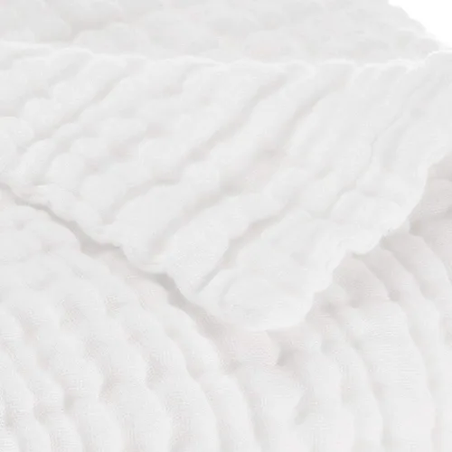 Vista 5 de Aablexema Juego de 2 mantas de muselina para bebé, 6 capas de 43 x 43 pulgadas, toallas de baño para niños y niñas (color blanco)
