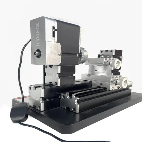 Vista 3 de Mini torno de metal de 60 W, 12,000 RPM, herramienta de 4 ejes para plástico acrílico de madera de metal suave, micro torno de precisión