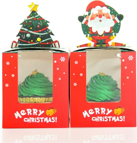 Vista 12 de qiqee Cajas para magdalenas verdes, soportes individuales desechables para magdalenas, 50 piezas, cajas individuales para magdalenas con ventana