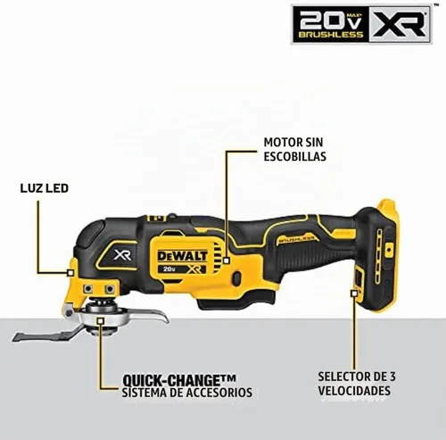 Vista 4 de DEWALT Multiherramienta oscilante Max XR de 20 V, velocidad variable, solo herramienta (DCS356B) y kit combinado de taladro inalámbrico DEWALT 20V
