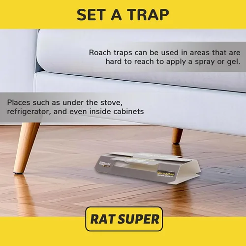 Vista 4 de Trampas de pegamento para cucarachas en forma de casa (paquete de 2) trampas adhesivas fáciles de usar para un control eficaz de cucarachas aptas