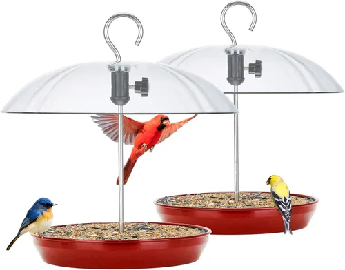 Vista 11 de Kingsyard - Comedero para pájaros con cúpula ajustable para colgar al aire libre