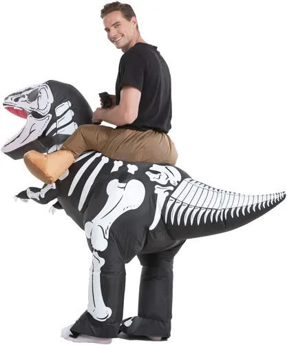 Vista 9 de HSCTEK Disfraz inflable de dinosaurio esqueleto para adultos