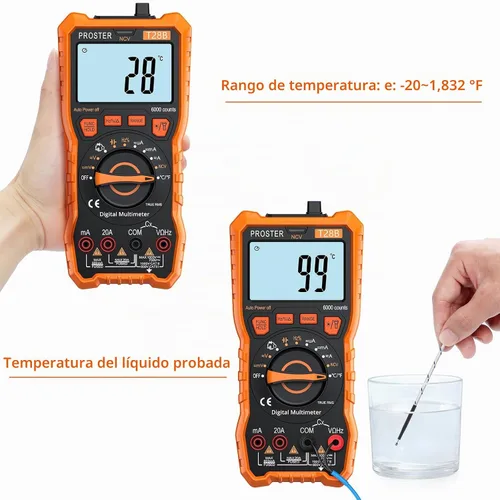 Vista 7 de Proster Multímetro Digital 6000 Count - TRMS Voltímetro Multímetro Digital de Rango Automático Probador, Detector NCV Medidor de Corriente y Voltaje