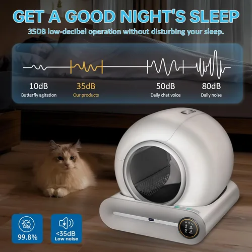 Vista 6 de SUANPOT Caja de arena para gatos autolimpiante, caja de robot automática para múltiples gatos, autolimpieza inteligente con protección de seguridad