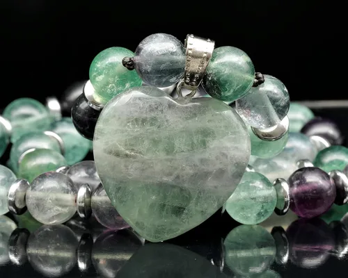 Vista 75 de Colgante de corazón de aventurina natural, Collar de cuentas de aventurina genuina, Collar de piedra verde, Collar de piedras preciosas, Cuentas