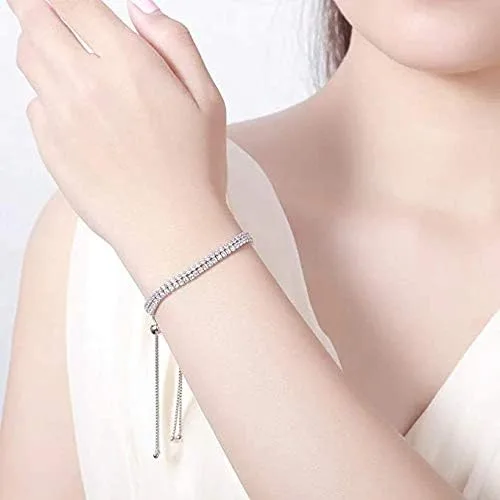 Vista 6 de Pulsera de tenis de plata de ley 925 con cristales Swarovski auténtica Bolenvi Plata de ley Sin gemas