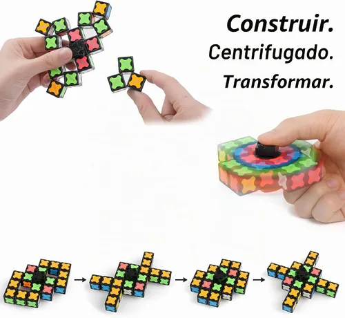 Vista 5 de TOSY Spinner Fidget Magnético que Brilla - 16 Bloques, Juguete 3 en 1: Spinner Fidget Transformable, Cubo Infinito/Rompecabezas, Brillante, Rellenos