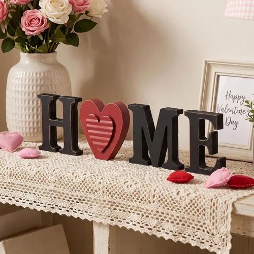 Vista 9 de Glitzhome Letreros intercambiables para casa y mesa con 13 piezas de iconos de temporada, letrero de madera intercambiable para casa para decoración