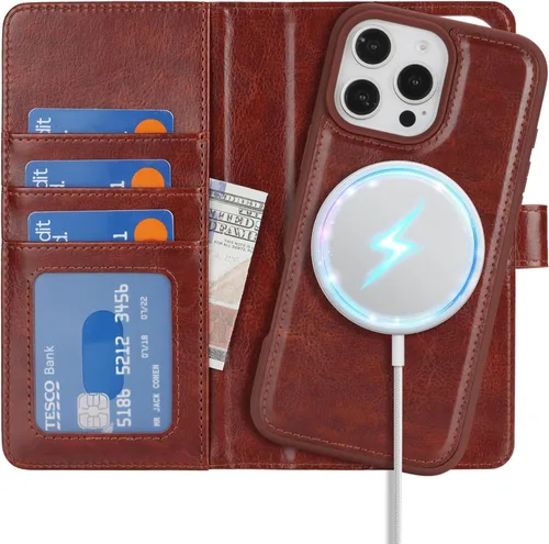 Vista 30 de Havaya Magsafe - Funda para iPhone 11 Pro Max, compatible con 2 en 1, desmontable con tarjetero de piel sintética, ranuras para tarjetas de crédito