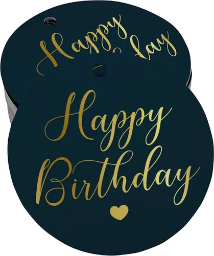 Vista 65 de Etiqueta de papel para colgar con texto en inglés «Happy Birthday» (50 unidades)