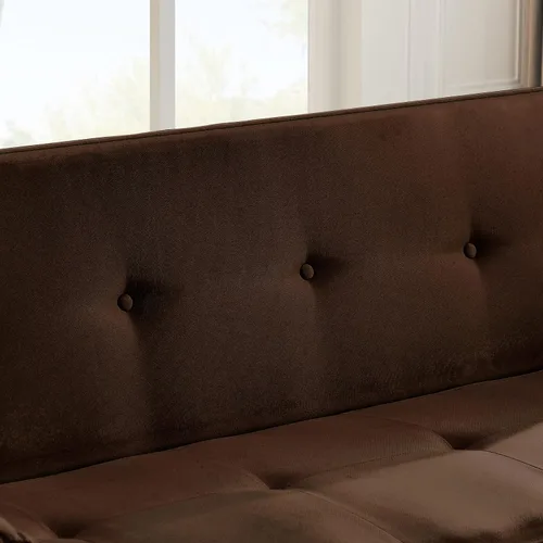 Vista 5 de Sofá cama de tela moderna, sofá cama convertible con 2 almohadas y reposabrazos, sofá reclinable plegable de 75 pulgadas con patas de madera maciza