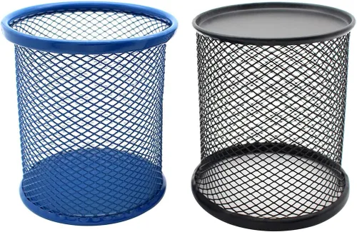 Vista 5 de Gullor Portalápices de escritorio, suministros de oficina, organizador de escritorio para brochas de maquillaje, juego de 2, negro y azul