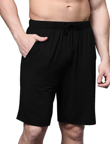 Vista 4 de GYS Pantalones cortos de pijama de bambú para hombre, cómodos pantalones cortos de dormir con bolsillos