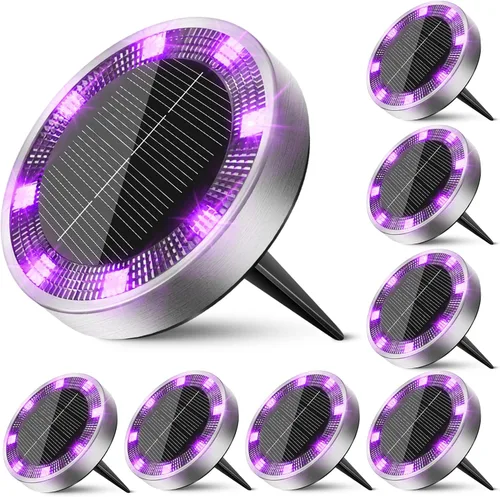 Vista 26 de Peasur Luces solares de suelo para exteriores, paquete de 24 luces planas de disco con energía solar, IP68 impermeable, antioxidante, iluminación