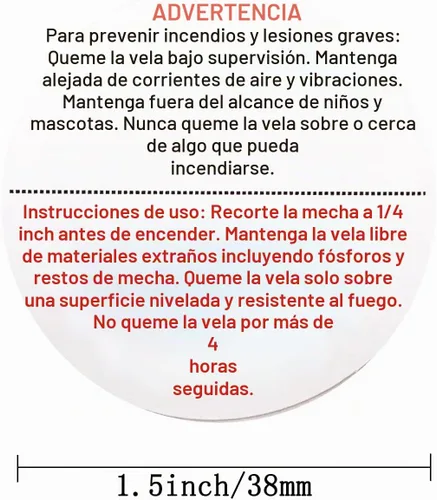 Vista 2 de 1000 etiquetas de advertencia de velas, calcomanías de tarro de 1.5 pulgadas, calcomanías de seguridad para tarros de velas y latas de bricolaje