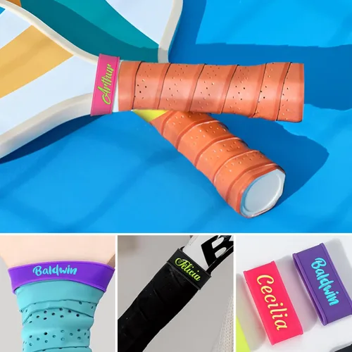 Vista 3 de 2 bandas de nombre personalizadas de paleta de pickleball, accesorios personalizados de paleta de pickleball para cinta de agarre seguro, bandas