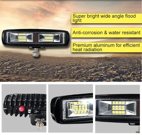 Vista 4 de Barra de luz de inundación todoterreno de 6 pulgadas para Jeep, camión, conducción, vehículos todoterreno - Tira de luz LED antiniebla resistente al