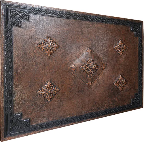 Vista 2 de Kitchen Backsplash, Diamonds with Celtic Border Copper Backsplash, Victorian Copper Backsplash Panel, Handmade Copper Backsplash Tile, Indoor