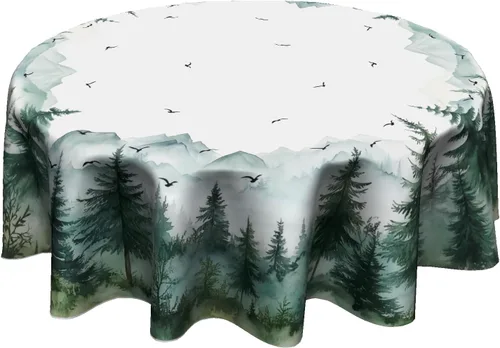 Vista 70 de Giwawa Mantel de Mesa Redondo con Bandera de EE. UU., Mantel Americano con Estrellas, Mariposas, Círculo, 152 cm. Mantel del 4 de julio, Día