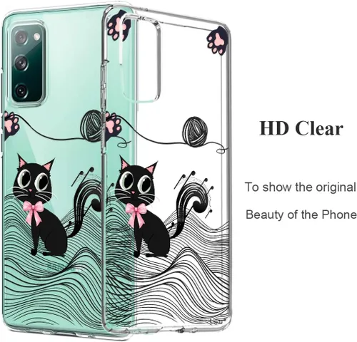 Vista 3 de Unov Funda para Galaxy S20 FE, transparente con diseño, ajuste delgado, buen agarre, funda de teléfono en relieve, cubierta protectora a prueba
