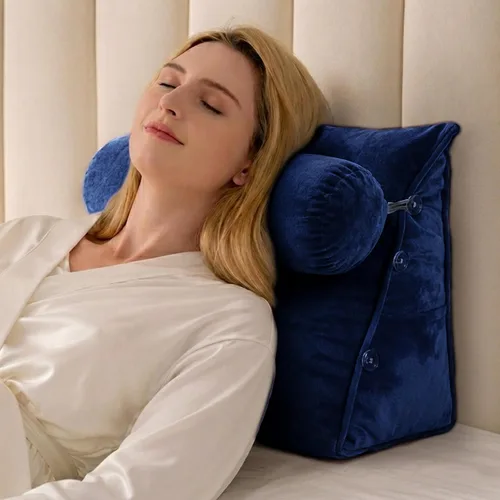 Vista 10 de Cheer Collection Almohada de cuña de lectura, almohada de lectura de cuña ajustable con soporte para el cuello, almohada de respaldo rellena