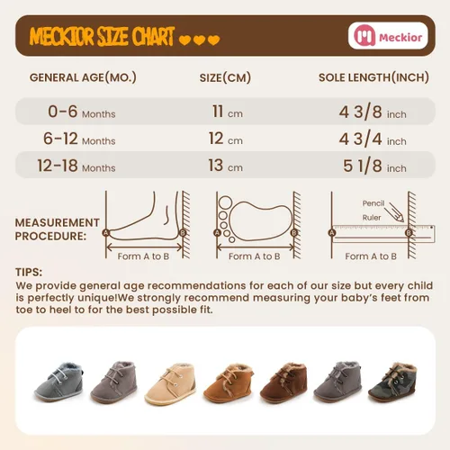 Vista 6 de Meckior Botar para aprender a caminar unisex, para niños y niñas, recién nacidos, terciopelo, suela de goma, zapatos antideslizantes