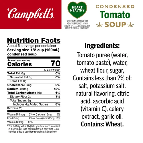 Vista 2 de Campbell's Condensed Healthy Request - Sopa de tomate de tamaño familiar, lata de 23.2 onzas (paquete de 12)