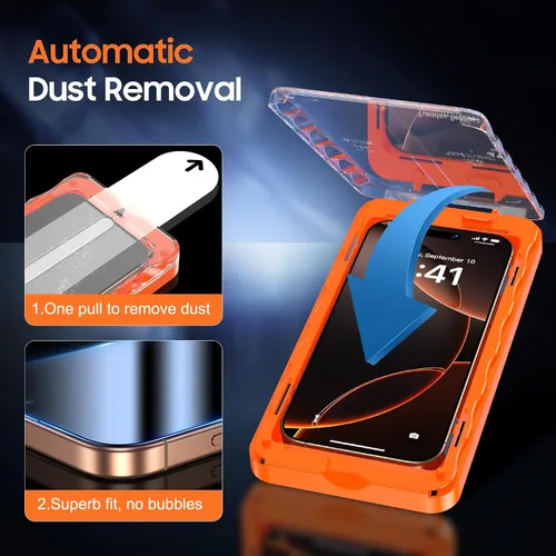 Vista 5 de UniqueMe Protector de pantalla de privacidad de 360° para iPhone 16 Pro Max 360°-negro