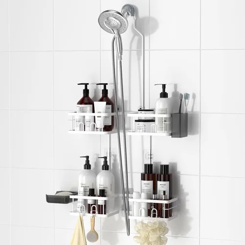 Vista 10 de REINHARDT Organizador de Ducha Ajustable Colgante Organizador de Ducha Resistente a la Oxidación para Cabezales de Ducha Portátiles, Organizador