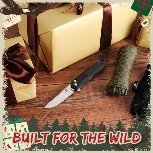 Vista 2 de MOSSY OAK Cuchillo plegable de bolsillo, hoja de 3.5 pulgadas de acero D2 con punta de caída, mango G10, cuchillo pequeño EDC con clip de cinturón