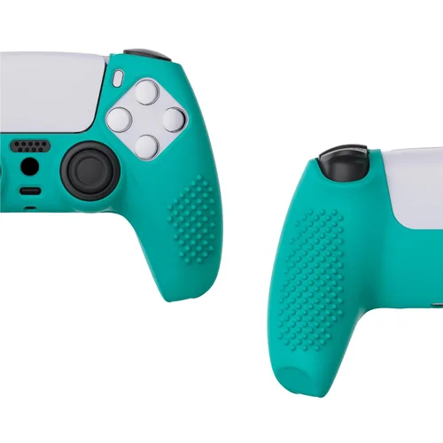 Vista 7 de eXtremeRate PlayVital Aqua Green 3D Studded Edition Anti-Slip Silicone Cover Skin for ps5 Controller, Soft Rubber Case for PS5 Wireless Controller
