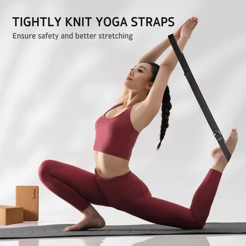 Vista 6 de Syntus Yoga Block and Yoga Strap Set, 2 Soft Non-Slip Yoga Blocks 9×6×4 inches, 8FT Metal D-Ring Strap for Yoga, General Fitness, Pilates