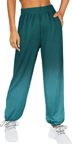 Vista 3 de DUOWEI Conjunto de pantalones casuales de talla grande para mujer, pantalones casuales con estampado degradado, pantalones deportivos casuales