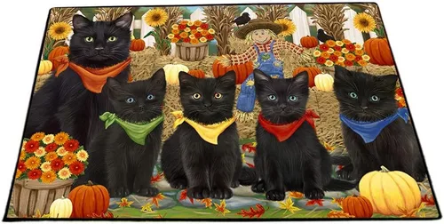 Vista 16 de Doggie of the Day Black Cats Floor Mat - 4th of July Independence Day - Best Dog Doormat - Protector Decor - Unique Portrait Art - Premium Quality