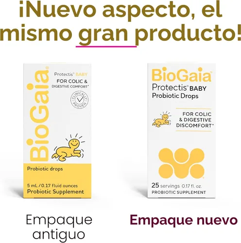Vista 2 de BioGaia Protectis Gotas probióticas para bebé, esenciales para bebés para alivio de cólicos y gases, seguro para recién nacidos, alivia el llanto