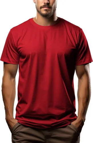 Vista 15 de Camiseta de alta calidad para hombre, 7.1 oz/yd² de algodón puro con cuello redondo