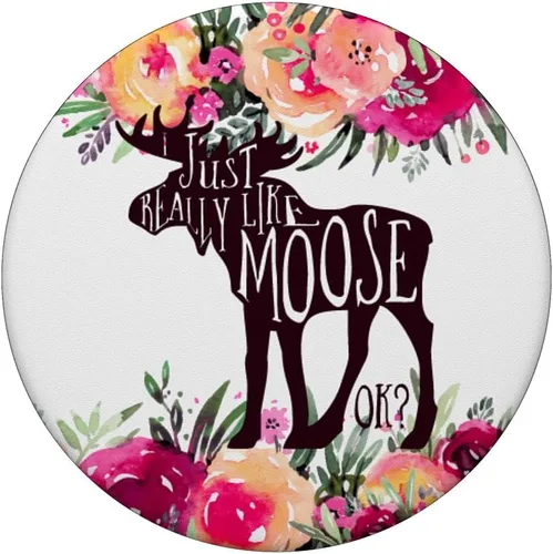Vista 3 de I Just Love Moose Otoño Navidad Granate, naranja Floral PopSockets intercambiables PopGrip