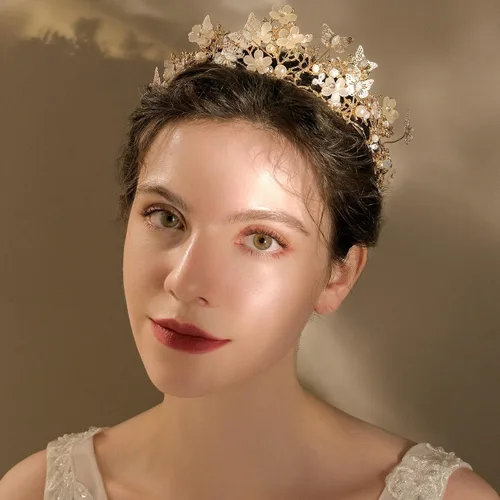 Vista 7 de Yumikoo Corona de flores de hadas para mujer, tocado de flor de perla blanca para fiesta de boda