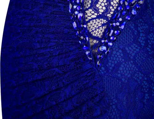 Vista 7 de Angel-fashions Vestido de novia de encaje con cuello en V para mujer